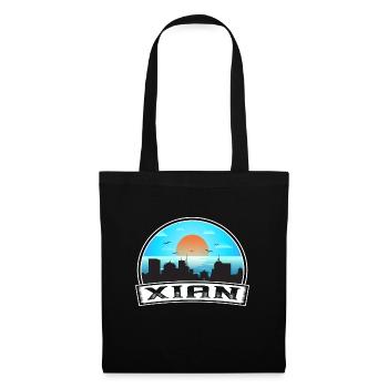 Xian China Skyline Vintage Sonnenuntergang Reise Souvenir - Stoffbeutel - Schwarz - Vorne