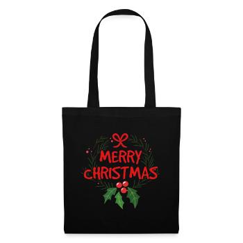 Frohe Weihnachten - Stoffbeutel - Schwarz - Vorne