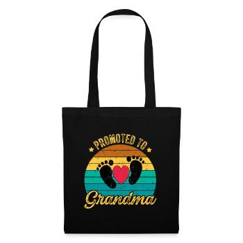 Promoted to Grandma - Befördert zur Oma Retro - Stoffbeutel - Schwarz - Vorne