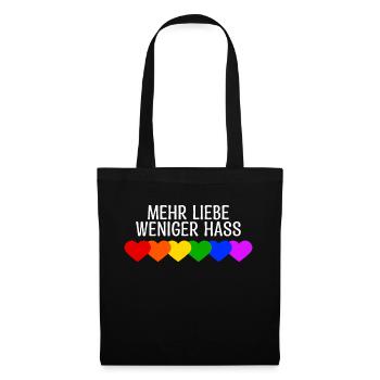Liebe Herz Lgbt Homo Regenbogen Menschenrechte - Stoffbeutel - Schwarz - Vorne