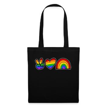 Sexualité Lgbt Heart Love Rainbow Bisexual - Sac en tissu - noir - Devant