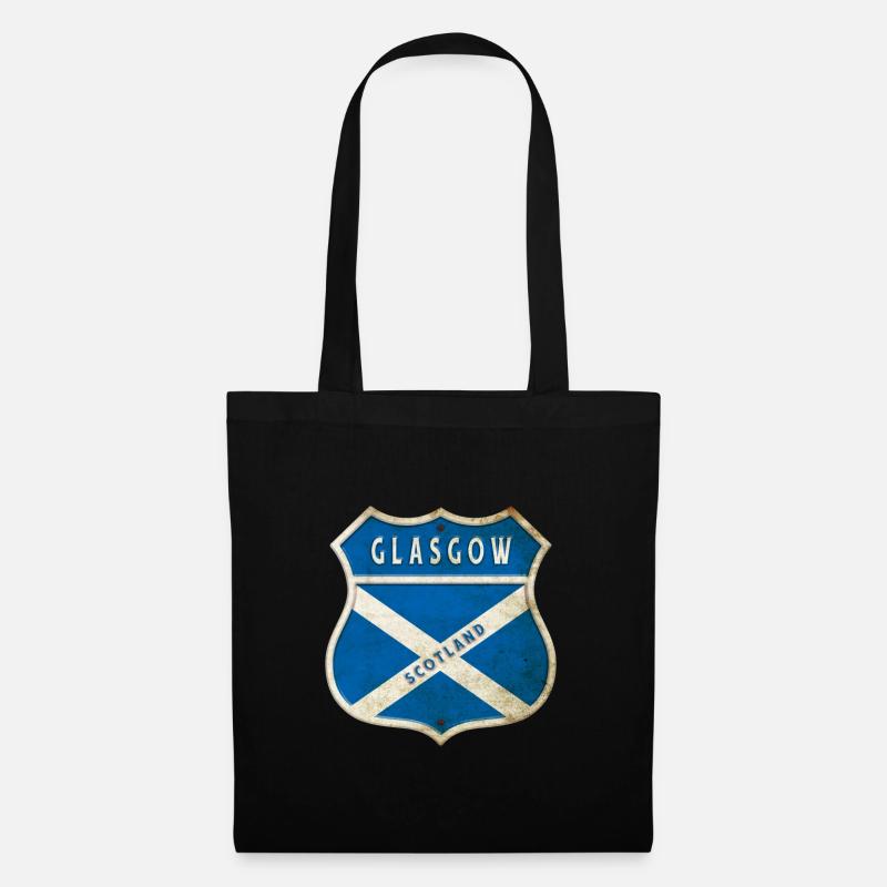 Glasgow Schottland Wappen Flaggen Design - Stoffbeutel - Schwarz