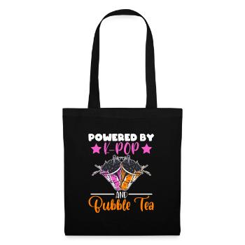 Powered By K-pop And Bubble Tea Simple Music Top - Stoffbeutel - Schwarz - Vorne