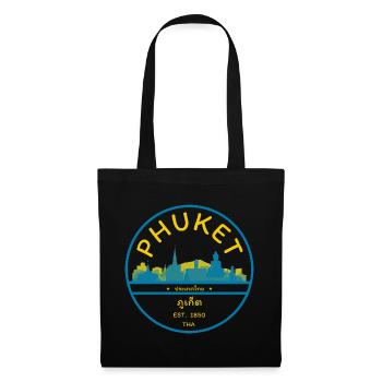 Emblème de la silhouette de la ville de Phuket - Sac en tissu - noir - Devant