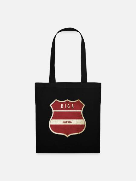 Riga Lettland Wappen Flaggen Design - Stoffbeutel - Schwarz