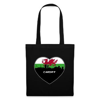 Cardiff Wales Flag Skyline Souvenir de voyage - Sac en tissu - noir - Devant