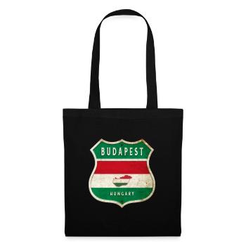 Budapest Ungarn Flaggen Wappen Design - Stoffbeutel - Schwarz - Vorne