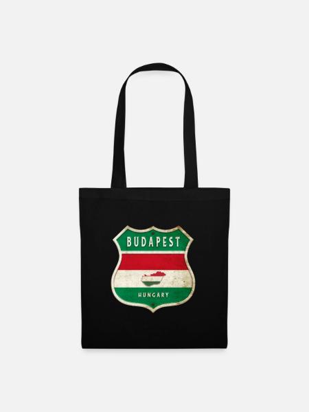 Budapest Ungarn Flaggen Wappen Design - Stoffbeutel - Schwarz