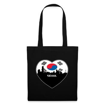 Seoul South Korea Flag Skyline Travel Souvenir - Tote Bag - black - Front