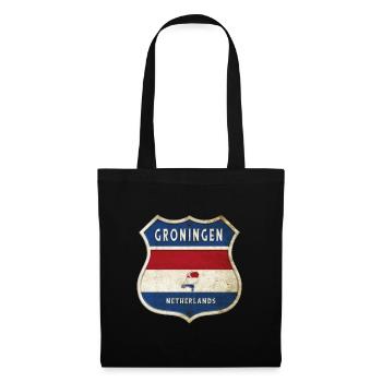 Groningen Niederlande Wappen Design - Stoffbeutel - Schwarz - Vorne