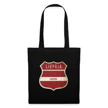 Design du drapeau de la Lettonie de Liepāja - Sac en tissu - noir - Devant