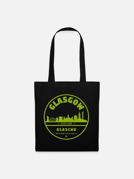 Glasgow Skyline Grünes Rundlogo - Stoffbeutel - Schwarz