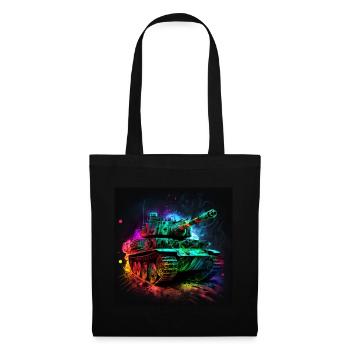 Main battle tank in neon light, strong and robust - Tote Bag - black - Front