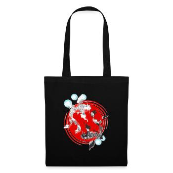 japanische kunst, Koi Karpfen schwarz weiß - Stoffbeutel - Schwarz - Vorne