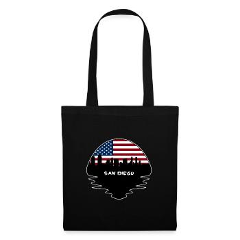 San Diego Californie États-Unis Flag Skyline Silhouette T - Sac en tissu - noir - Devant