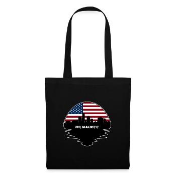 Milwaukee Wisconsin États-Unis Flag Skyline Silhouette Tr - Sac en tissu - noir - Devant