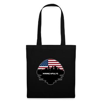 Minneapolis Minnesota Usa Flag Skyline Silhouette - Tote Bag - black - Front