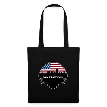 San Francisco California Usa Flag Skyline Silhouet - Tote Bag - black - Front