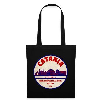 Catania Skyline Vintage Badge - Stoffbeutel - Schwarz - Vorne