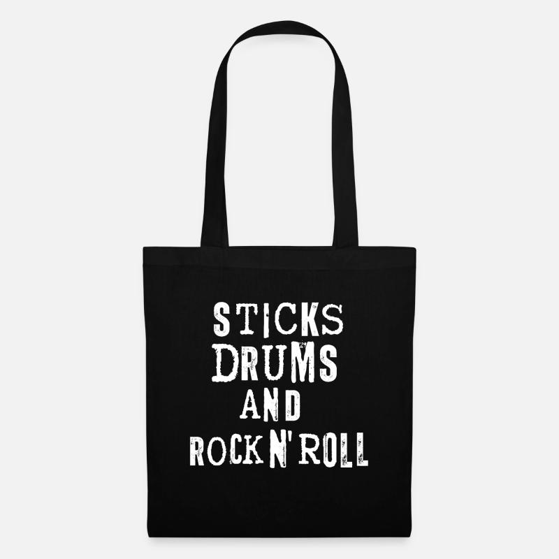 Sticks Drums And Rock N' Roll - Stoffbeutel - Schwarz