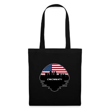 Cincinnati Ohio Usa Flag Skyline Silhouette Travel - Tote Bag - black - Front
