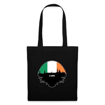 Cork Irlande Drapeau Skyline Voyage Silhouette - Sac en tissu - noir - Devant