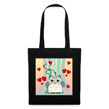 Valentine's Day Animals - Tea Bags Owls - Tote Bag - black - Front