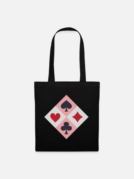 Vintage-Spielkartenfarben - Stoffbeutel - Schwarz