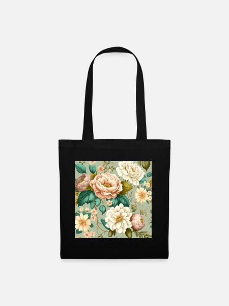 Floral Design 21 - Stoffbeutel - Schwarz