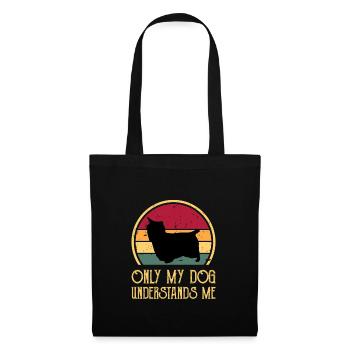 Australian Silky Terrier Dog Silhouette Retro Sun - Tote Bag - black - Front