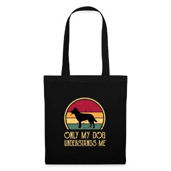 Chien australien Amour Silhouette Rétro Coucher de soleil - Sac en tissu - noir - Devant