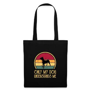 Andalou Chien Chien Amoureux Silhouette Rétro Coucher de Soleil - Sac en tissu - noir - Devant