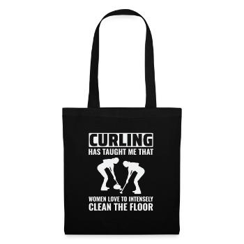 Curling Sweeping Fan Winter Ice Sport Curler Drôle - Sac en tissu - noir - Devant
