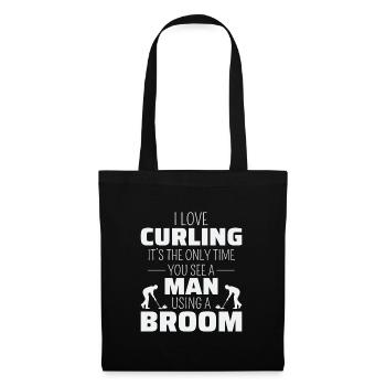 Curling Kehrfächer Winter Eissport Curler Lustig - Stoffbeutel - Schwarz - Vorne