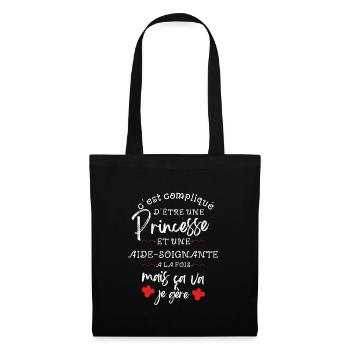 Princesse et Aide Soignant - Sac en tissu - noir - Devant