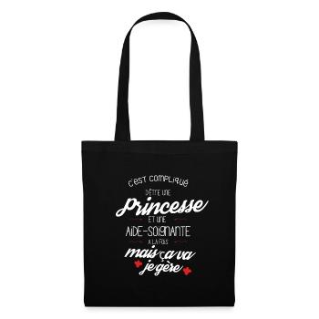 T-shirt Princesse Aide Soignante - cadeau drôle - Sac en tissu - noir - Devant