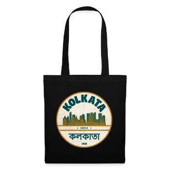 Kolkata Skyline Abzeichen - Stoffbeutel - Schwarz - Vorne