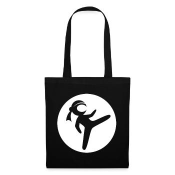 Ninja Kampfsport Symbol Kämpfer Logo icon Cartoon - Stoffbeutel - Schwarz - Vorne