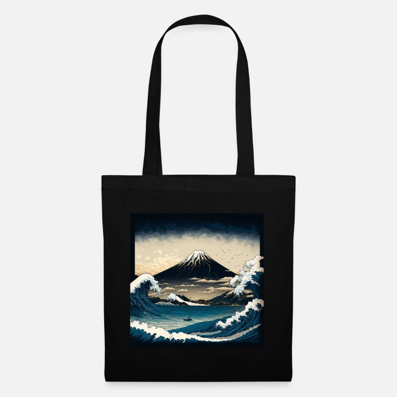 Mighty mount Fuji Hokusai Style - Stoffbeutel - Schwarz