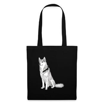 Nette Husky Hund Rasse Kopf Cartoon Illustration - Stoffbeutel - Schwarz - Vorne