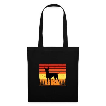 American Hairless Terrier Dog Silhouette Retro - Sac en tissu - noir - Devant