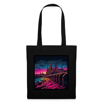 Skyline of Dresden in the evening light Vaporwave optics - Tote Bag - black - Front