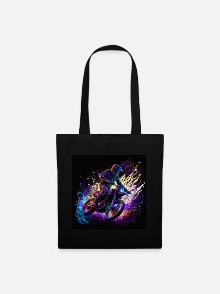 cool motocrosser in black light style - Tote Bag - black
