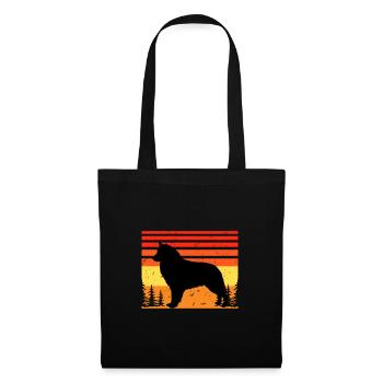 Bohemian Shepherd Dog Love Silhouette Retro Sunset - Tote Bag - black - Front