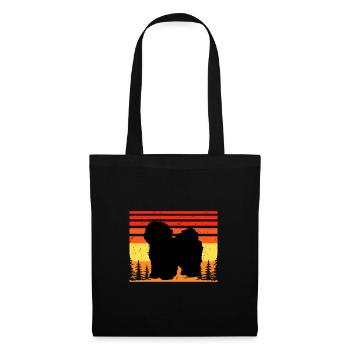 Bolognese Dog Lover Silhouette Vintage Sunset - Tote Bag - black - Front