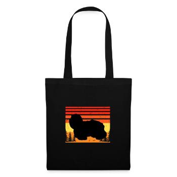 Coton De Tuléar Chien Amour Silhouette Vintage Coucher de Soleil - Sac en tissu - noir - Devant