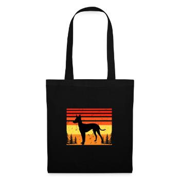 Cirneco Dell Etna Hund Liebe Silhouette Retro Sonnenuntergang - Stoffbeutel - Schwarz - Vorne