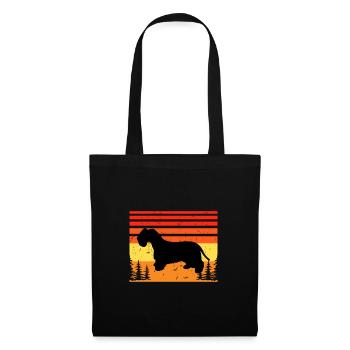 Cesky Terrier Hundeliebhaber Silhouette Vintage Sonnenuntergang - Stoffbeutel - Schwarz - Vorne