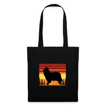 Collie Rough Dog Lover Silhouette Vintage Sonnenuntergang - Stoffbeutel - Schwarz - Vorne
