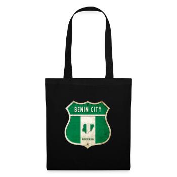 Benin City Nigeria Wappen Flaggen Design - Stoffbeutel - Schwarz - Vorne
